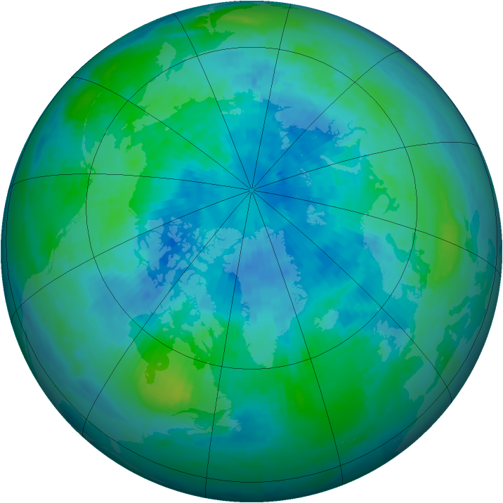 Arctic ozone map for 19 September 1993